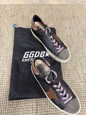 Golden Goose Hi Star Black Leather Gray Suede size 40